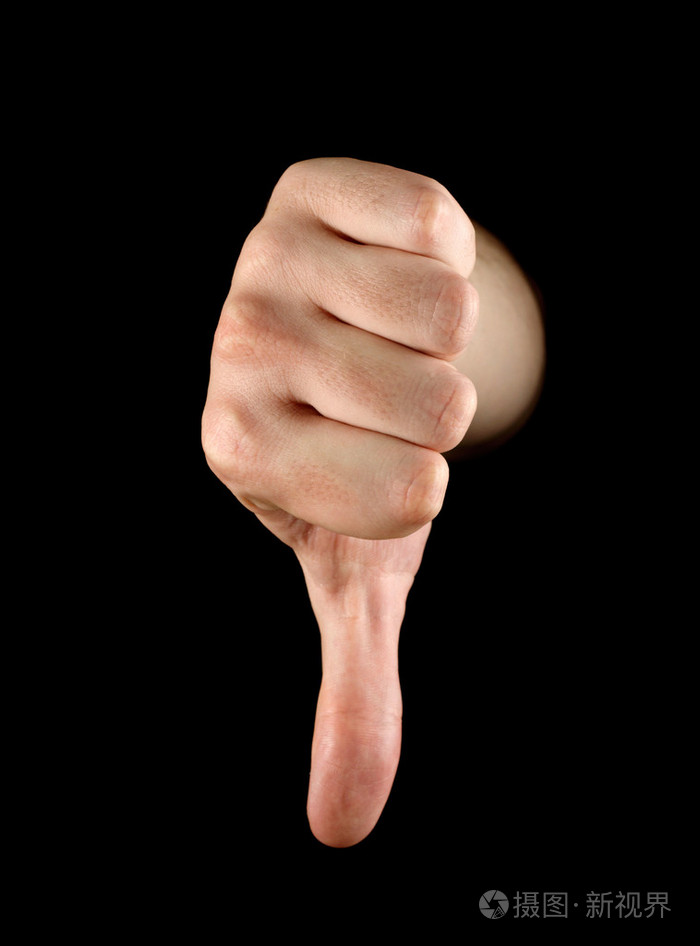 拇指向下分离黑色背景