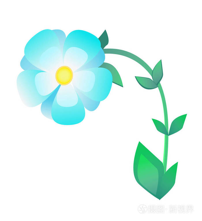 蓝色的花卡通插画 正版商用图片018q6w 摄图新视界