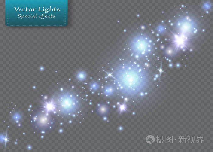 白色的火花和星星闪光特殊光效果闪闪发光的魔法尘埃粒子
