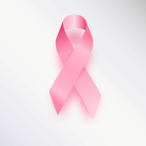 现实的粉红丝带，乳腺癌癌症认识符号上白色, 孤立。矢量图 eps10