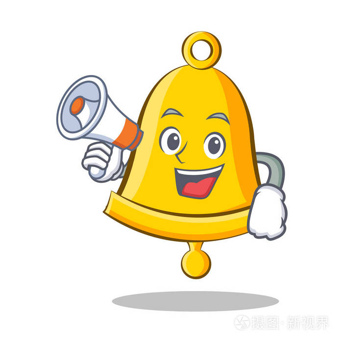 用扩音器学校响铃字符卡通