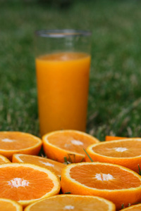 你好，橙片背景和果汁