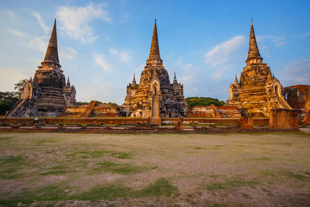 扫管笏 Phra Si Sanphet 寺在教科文组织世界遗产，泰国大城府历史公园