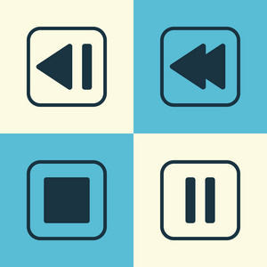 此外包括符号如背,暂停,媒体有线条的白色音乐音符声波.