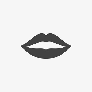 女人的嘴唇单色图标。吻打印矢量图