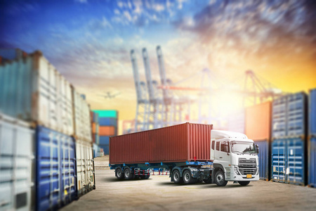 运输装卸集装箱卡车货运仓储物流导入导出背景