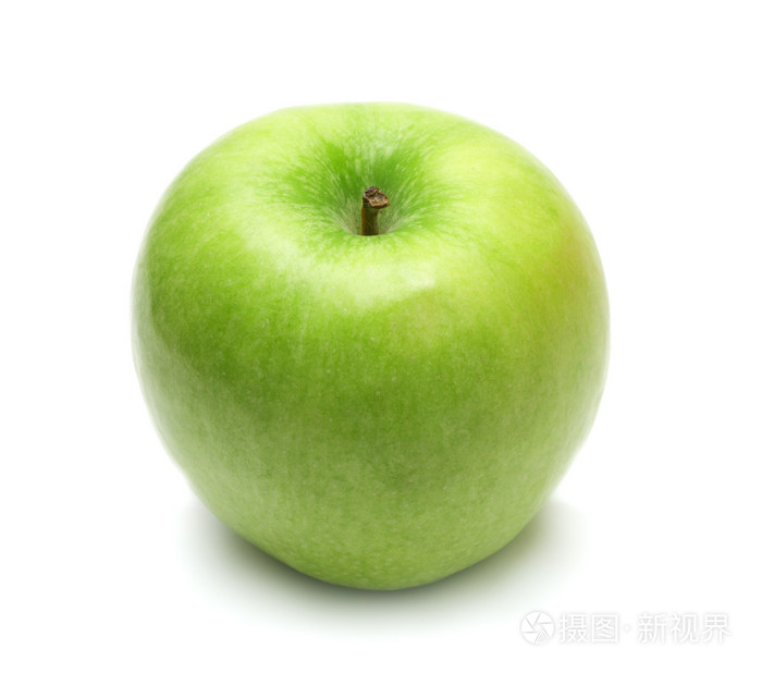 孤立的天然绿苹果