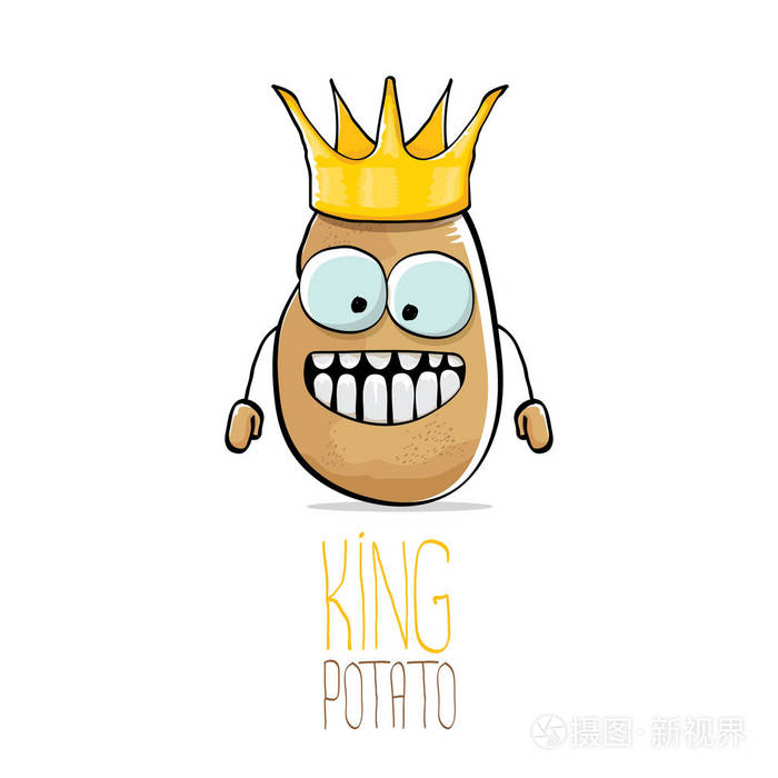矢量的滑稽漫画酷可爱棕色含笑王马铃薯