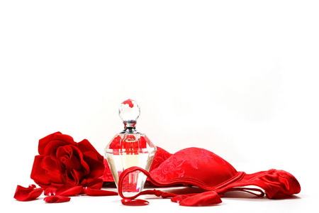 香水瓶玫瑰红色胸罩图片