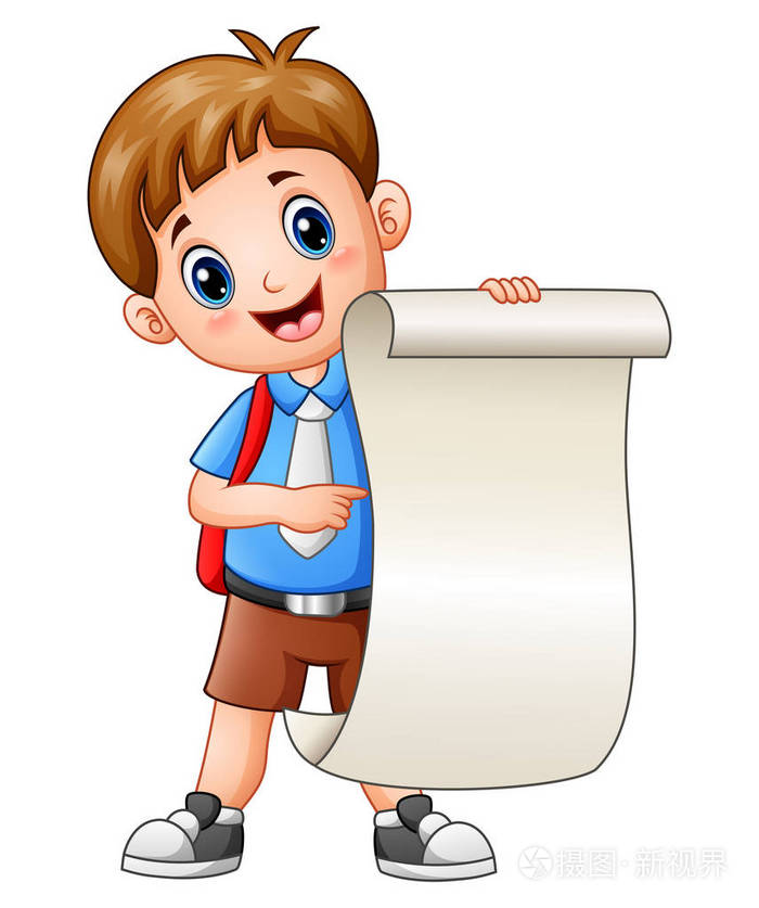 小学生拿份报纸