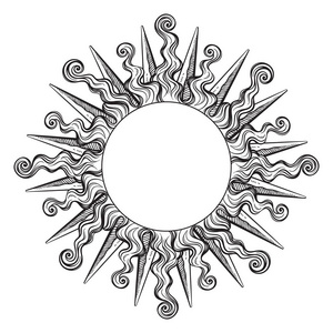 矢量 logo 大全和太阳随以放射光线矢量轮廓太阳图标和徽标设计元素