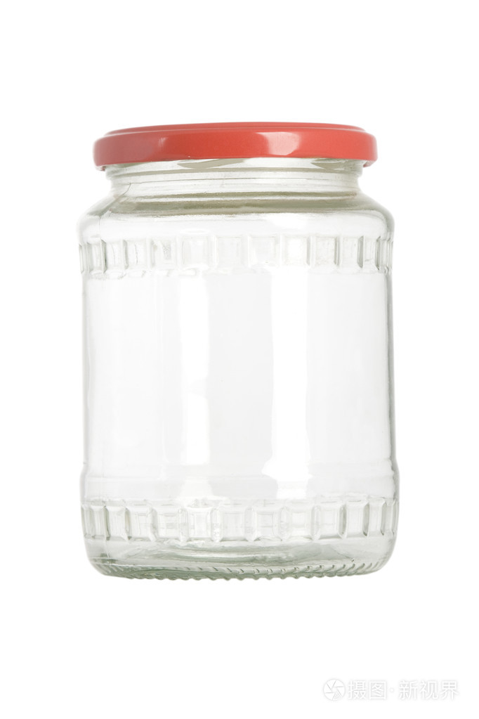 带红色盖子的空罐子