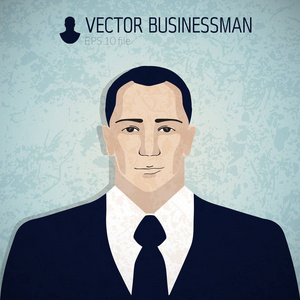 生气的 businessmand 阿凡达，商人图标，商业肖像字符