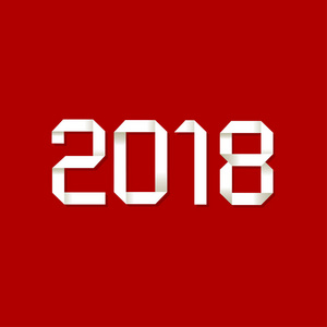 红色背景上的折纸 2018年符号