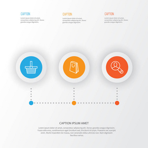 电子商务图标设置。观众，手袋，挂包元素的集合。此外包括如纸 挂包 分组符号