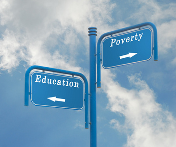 教育和贫穷道路标志