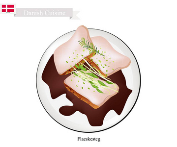 Flaeskesteg 或烤的猪肉，丹麦国菜