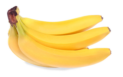 多汁,成熟的香蕉孤立在白色背景上.异国风情, 热带和甜甜的水果照片