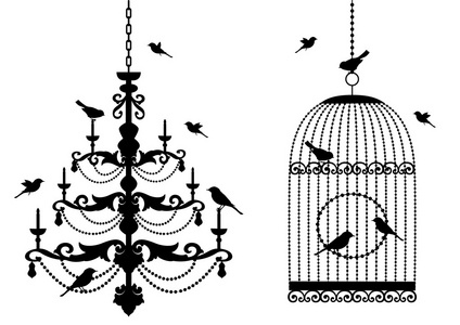 鸟笼和带有鸟矢量的吊灯图片