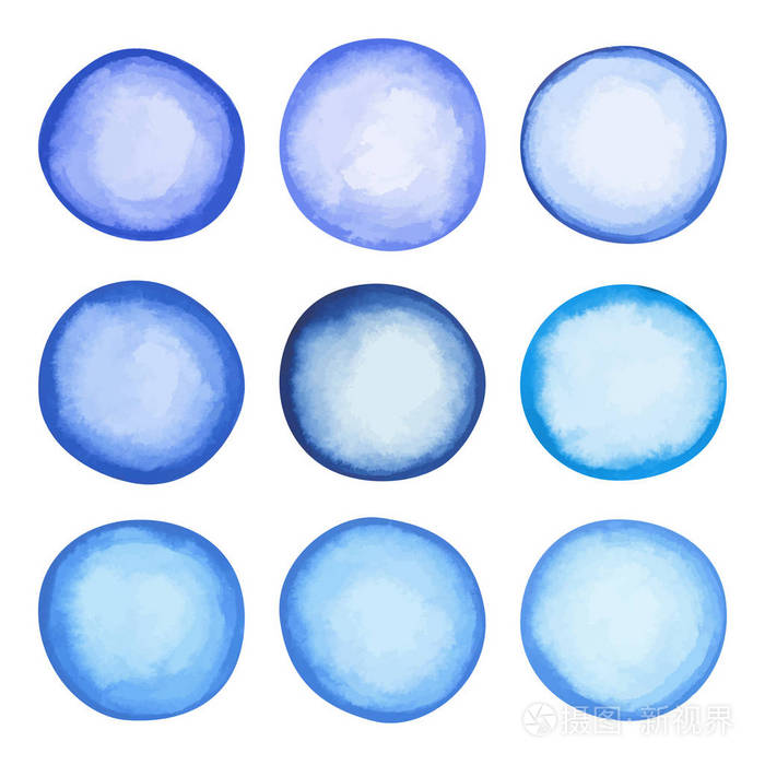 水彩浅蓝色圆圈套