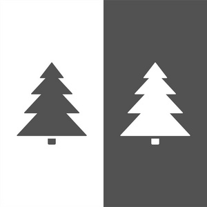 黑色和白色背景上的孤立的圣诞树图标
