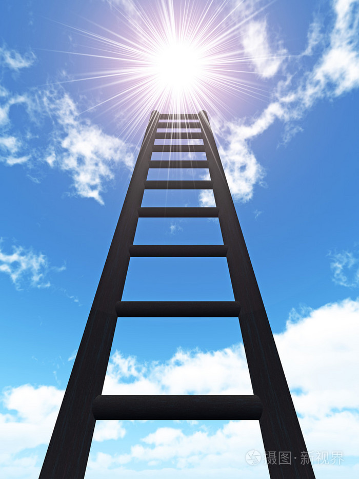 天空中的梯子和太阳