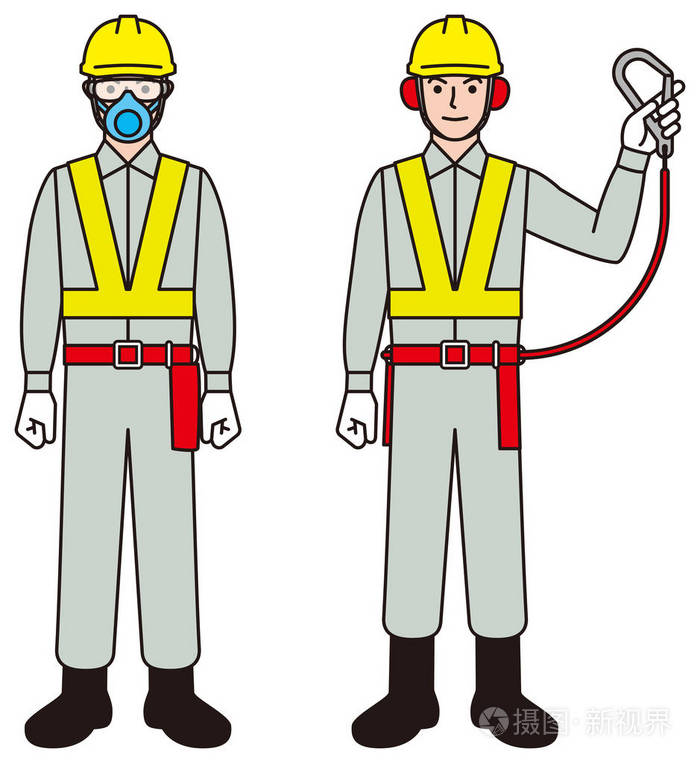 工作的人.安全带.保护工具