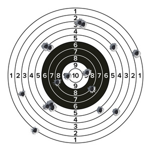 目标孔向量。经典论文射击目标图。在目标中的孔。为体育猎人警察插图