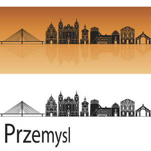 橙色的 Przemysl 天际线