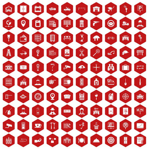 100 键图标六角红