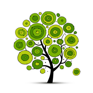 多彩多姿的圆圈树抽象圆圈树,为您设计素描照片