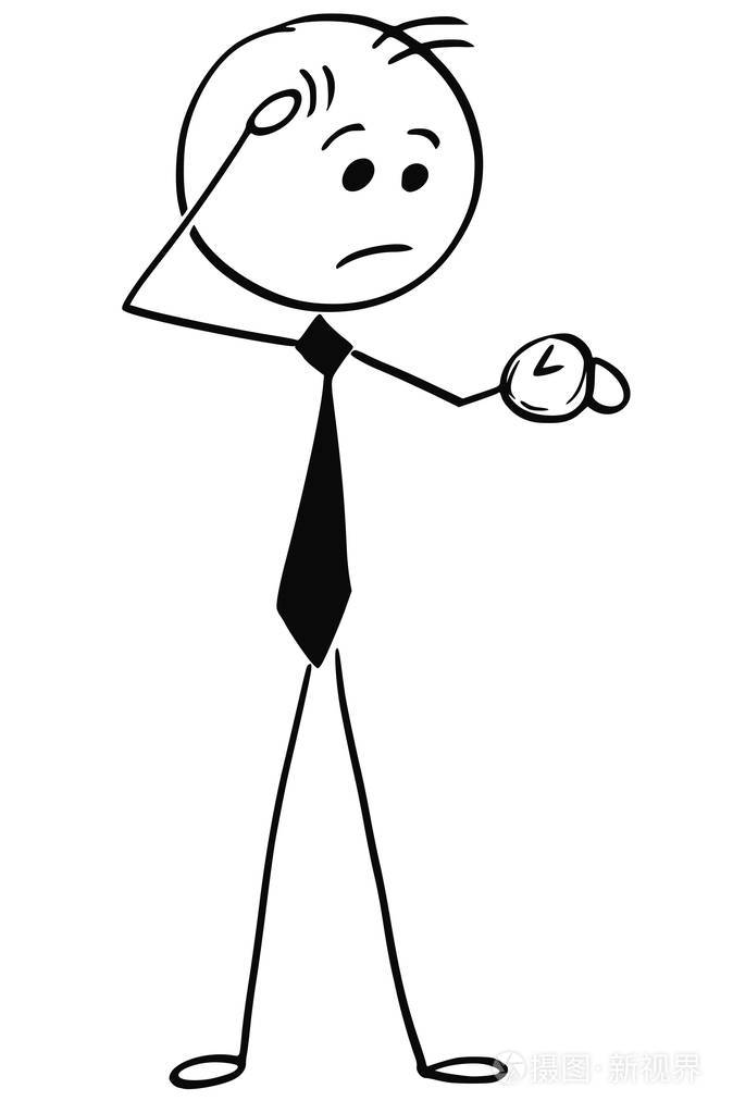 他看看手表的担心的商人插画-正版商用图片01c3em-摄图新视界