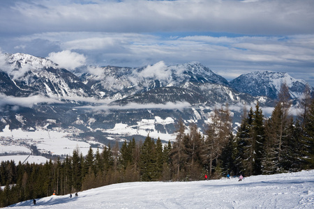 滑雪胜地schladming。 奥地利