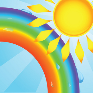 带着水滴和太阳的矢量彩虹