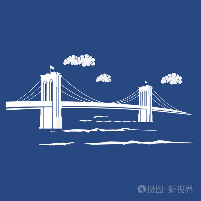蓝色的布鲁克林大桥