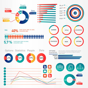 数据可视化和统计元素为打印 网站 公司报告和图形项目