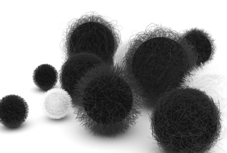 3d 黑色和白色毛皮球照片