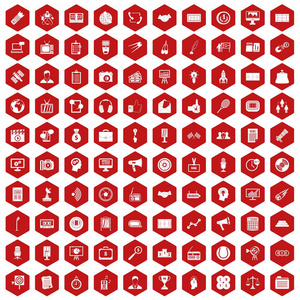 100 家媒体图标六角红