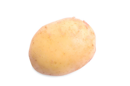 单一的整体品位马铃薯，孤立在白色背景上。蔬菜原料 生料 新鲜和成熟概念。单新土豆