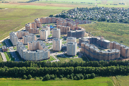 在莫斯科地区的新建住宅小区的视图