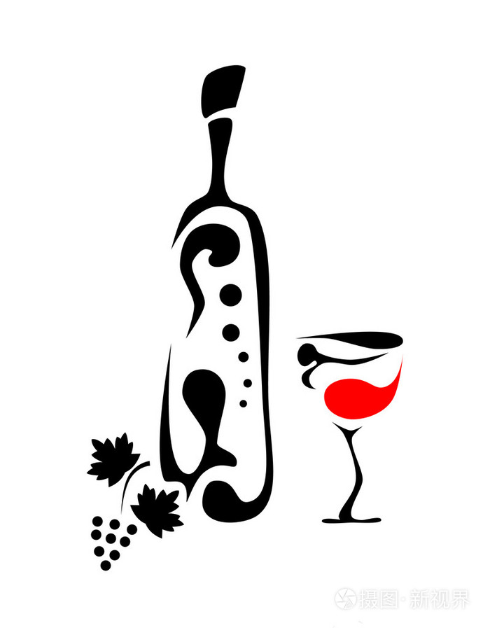抽象的葡萄酒瓶插画-正版商用图片01cqmr-摄图新视界