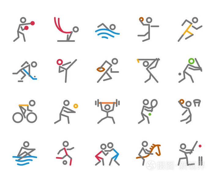 体育图标单线人类图概念