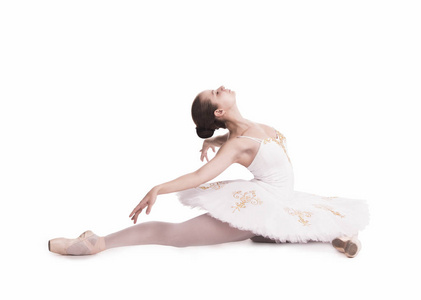 芭蕾舞女演员在白色短裙