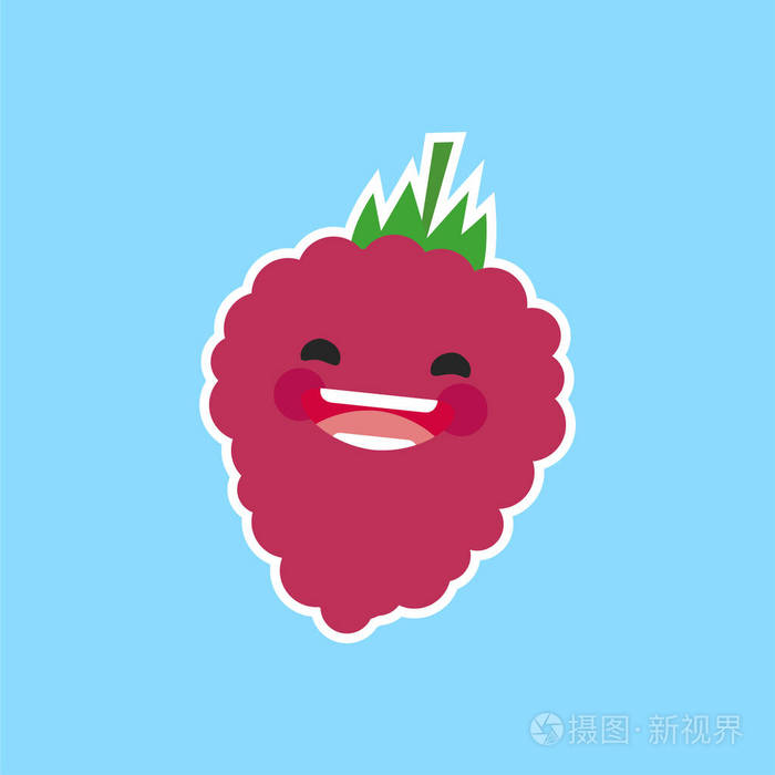 卡通人物的可爱微笑覆盆子