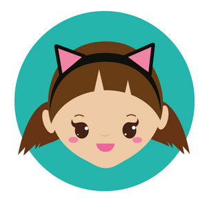 女孩和猫矢量图片