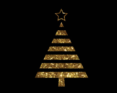 矢量金色闪光圣诞树平图标