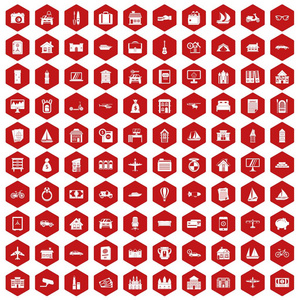 100 属性图标六角红