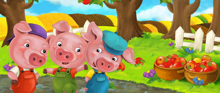 卡通搞笑三只小猪照片