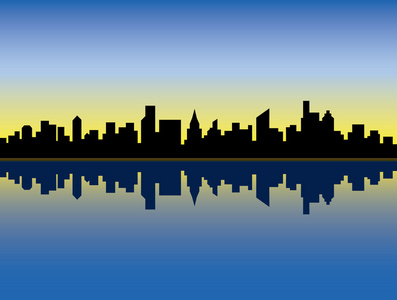 日出时的城市天际线图片