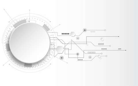 灰色白色抽象技术背景与各种技术元素高科技通信概念创新背景圈空空间为您的文字